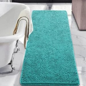 Découvrez Le Luxe Du Tapis De Bain En Chenille Turquoise! - Turquoise / 40x60cm