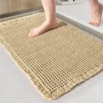 élégance Naturelle: Tapis De Bain Tissé En Microfibre Polyester! - Marron / 45x60cm