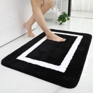 elevez votre espace avec notre tapis de bain design noir et blanc et blanc 40x60cm 705 1