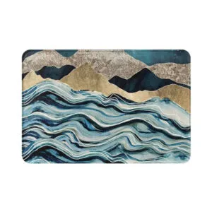 élevez Votre Style Avec Le Tapis De Bain Marbre Bleu ! 3 élevez Votre Style Avec Le Tapis De Bain Marbre Bleu! Design Vague / 40x60cm