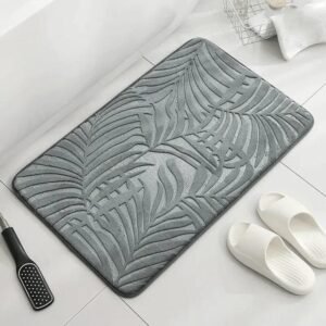 evadez vous avec notre tapis de bain palmier tropical gris 637 1