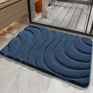 eveillez vous en douceur avec notre tapis de bain anti derapant bleu bleu marine 778 1