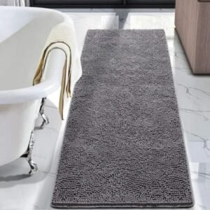 plongez dans le luxe avec notre tapis de bain chenille gris fonce 45x60cm 125 1