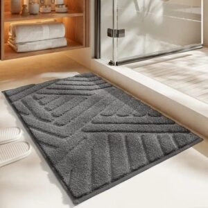 plongez dans le luxe avec notre tapis de bain design elegant gris fonce 60x90cm 317 1