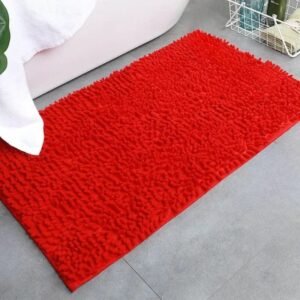 reveillez votre salle de bain avec notre tapis chenille rouge rouge 40x60cm 658 1