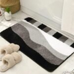 Tapis de Bain Gris Blanc Noir