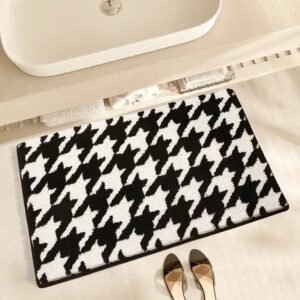 tapis de bain blanc et noir style chic securite assuree 9a958d 40x60cm 506 1