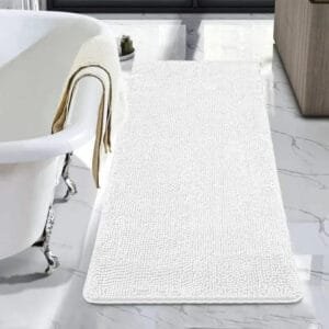 Tapis De Bain Chenille Blanche: Douceur Luxueuse à Chaque Sortie! 45x60cm