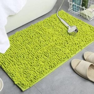 tapis de bain chenille vert elegance et confort pour votre salle mindaro 40x60cm 692 1