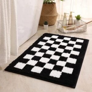 Tapis De Bain Damier Noir: élégance Et Confort Sous Vos Pieds! #676366 / 40x60cm