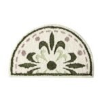 tapis de bain demi lune original elegance et douceur assurees green flower 40x60cm 847 1