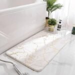 tapis de bain effet marbre confort et style inegales blanc creme 40x60cm 377 1
