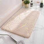 tapis de bain effet marbre confort et style inegales camel 40x60cm 446 1