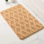 tapis de bain en microfibre confort et style geometrique caramel 40x60cm 991 1
