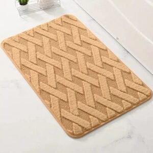tapis de bain en microfibre confort et style geometrique caramel 40x60cm 991 1