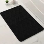 tapis de bain en microfibre confort et style geometrique noir 50x80cm 162 1 1