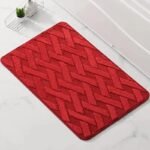 tapis de bain en microfibre confort et style geometrique rouge 40x60cm 419 1 1