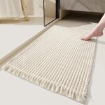tapis de bain en microfibre polyester voyagez dans un univers boheme beige 40x60cm 291 2