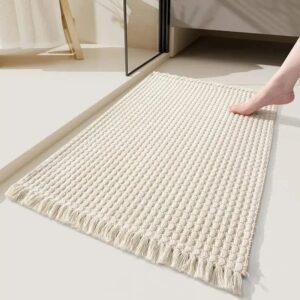 tapis de bain en microfibre polyester voyagez dans un univers boheme beige 40x60cm 291 2