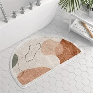 tapis de bain epais en microfibre beige chic et moderne demi lune 40x60cm 418 1 1