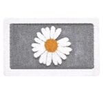 tapis de bain fleur confort et fraicheur au quotidien gris fonce 45x65cm 713 1