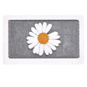 tapis de bain fleur confort et fraicheur au quotidien gris fonce 45x65cm 713 1