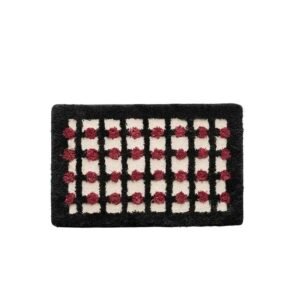 tapis de bain geometrique en microfibre polyester elegance assuree 2e2e2c 50x80cm 954 1