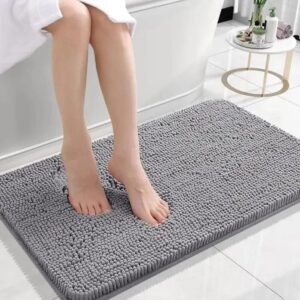 tapis de bain gris en microfibre polyester confort et securite 40x60cm 277 2