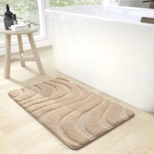 tapis de bain kaki en microfibre polyester elegance et confort reunis e0cfbd 981 2