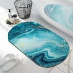 Tapis De Bain Marbré: Luxe Et Caoutchouc Antidérapant Pour Votre Confort! - Marble Océan / 40x60cm