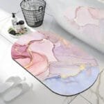 Tapis De Bain Marbré: Luxe Et Caoutchouc Antidérapant Pour Votre Confort! - Marbre Rose / 40x60cm