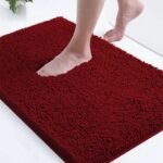 tapis de salle bain en microfibre doux pour un confort ultime rouge bordeaux 40x60cm 740 1