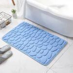 tapis de salle bain luxe et douceur a chaque pas bleu 40 x 60 cm 260 1