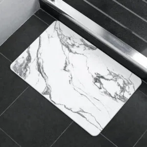 Tapis Diatomite: Confort Et Séchage Rapide Pour Votre Salle De Bain! Blanc