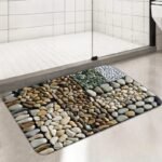 tapis en flanelle motif galets confort et style pour votre salle de bain design rock 528 1