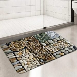 tapis en flanelle motif galets confort et style pour votre salle de bain design rock 528 1