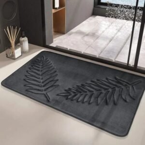 transformez votre bain avec le tapis design vegetal antiderapant gris davy 40x60cm 281 1