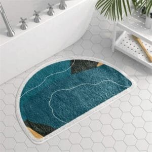 Transformez Votre Bain Avec Notre Luxueux Tapis De Bain Demi-lune! Bleu à Motifs / 40x60cm