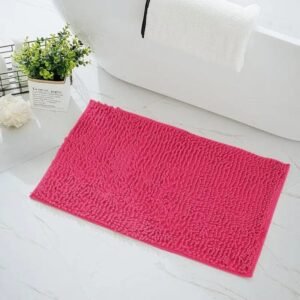 transformez votre bain avec notre tapis de chenille rose fushia rose red 40x60cm 257 1
