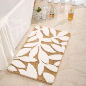 Transformez Votre Salle De Bain Avec Notre Tapis à Motif Feuilles! Feuille Café / 40x60cm