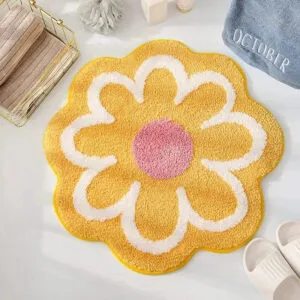 Transformez Votre Salle De Bain Avec Notre Tapis Fleuri Doux Et Chic ! 2 Transformez Votre Salle De Bain Avec Notre Tapis Fleuri Doux Et Chic! #e5a945 / 60x60cm