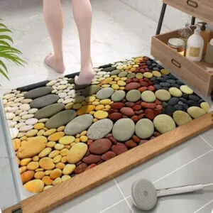Transformez Votre Salle De Bain Avec Notre Tapis Motif Galets! 40x60cm