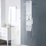 Panneau de Douche en Verre Trempé Blanc - Effet Pluie et Massage 130 cm