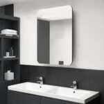 Armoire de toilette miroir lumineux – Noire, 60 x 80 cm