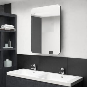 Armoire de toilette miroir lumineux – Noire, 60 x 80 cm