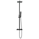 Colonne de douche thermostatique – Noir mat, pomme carrée 20 x 20 cm