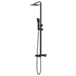 Colonne de douche thermostatique – Noir mat, pomme carrée 20 x 20 cm