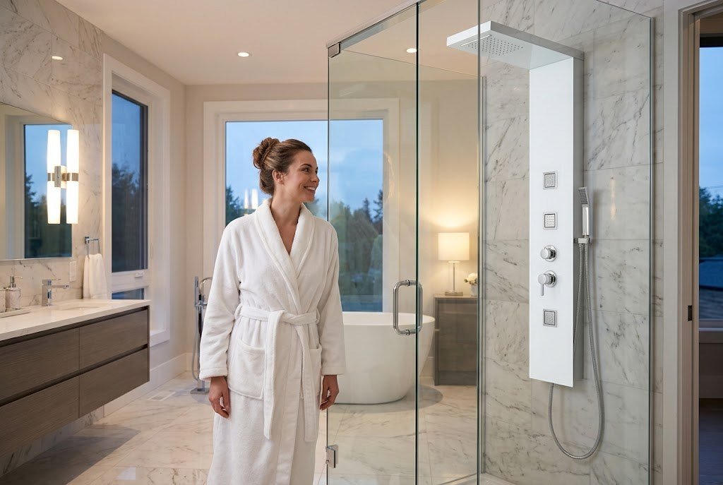 Une douche ordinaire devient un soin