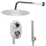 Colonne de douche inox – Finition miroir, pomme 30 x 30 cm