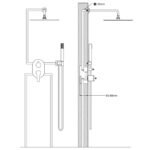 Colonne de douche inox – Finition miroir, pomme 30 x 30 cm